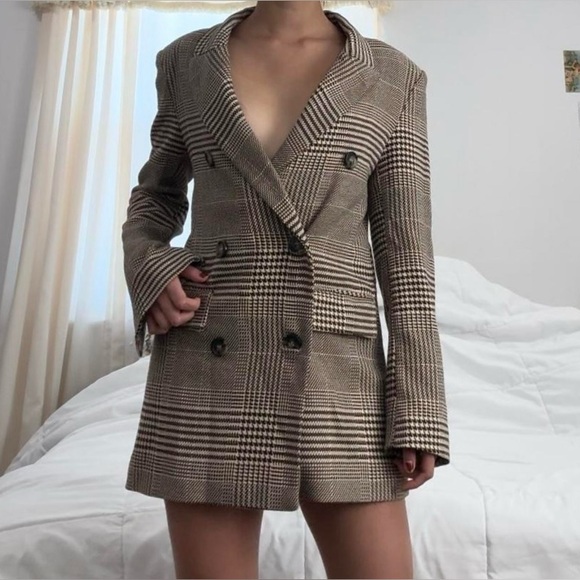 Zara Jackets & Blazers - ✨ ZARA Plaid Blazer Dress - Longline Blazer Coat ✨